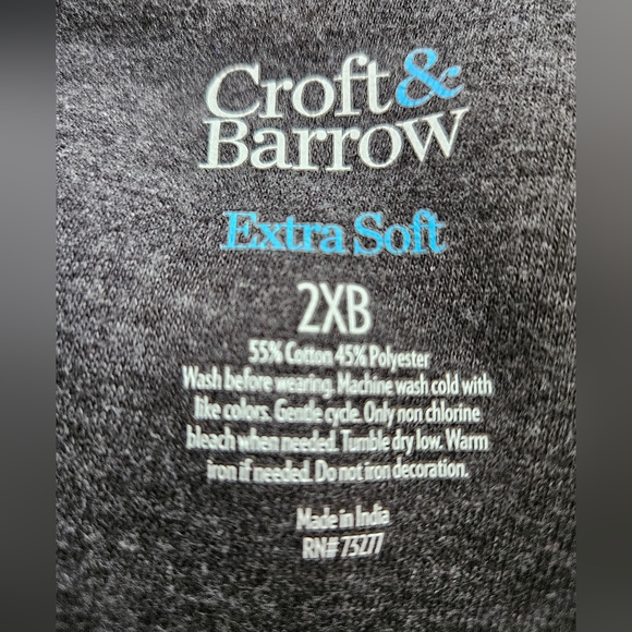 Croft & Barrow Extra Soft Gray Quarter Zip, 2XB - Picture 3 of 3